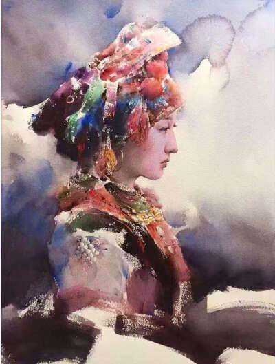 水彩画半写实风人物