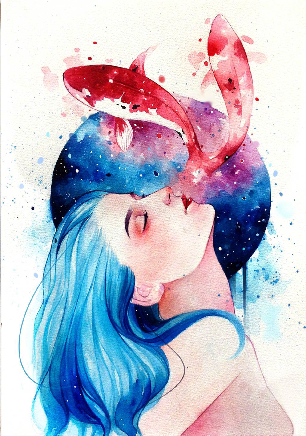 创意水彩画人物作品