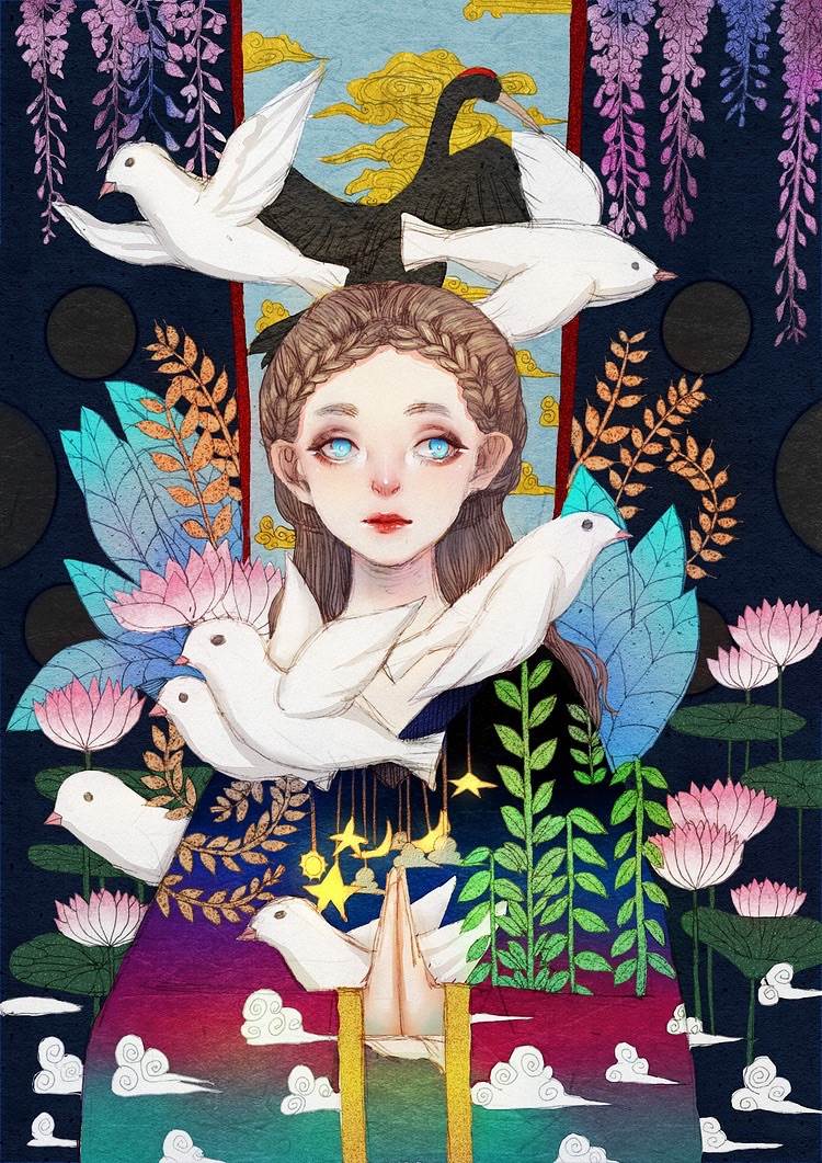 小尺寸的水彩画人物