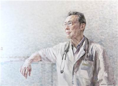 用水彩画人物的侧脸