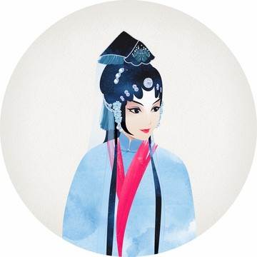 戏曲人物水彩画图片大全