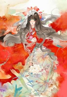 画简笔古风人物水彩画