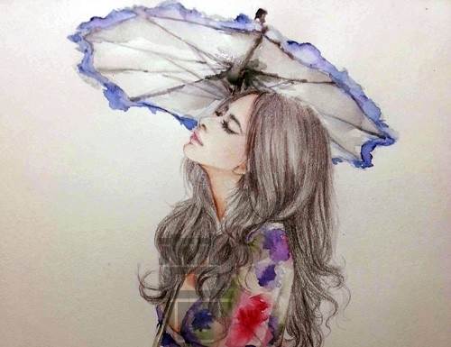 水彩画图片素描人物