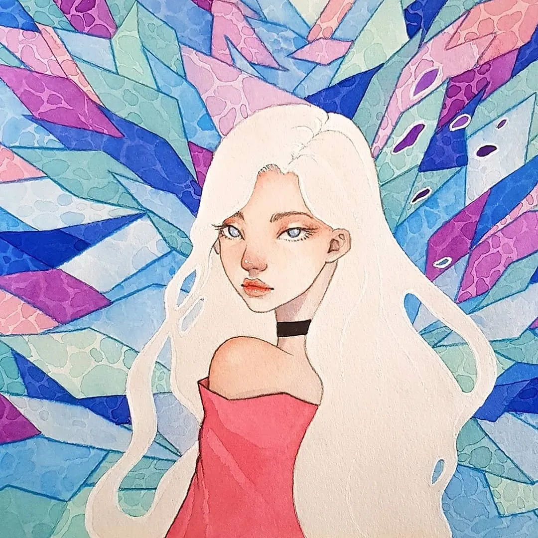 水彩画美女插画人物