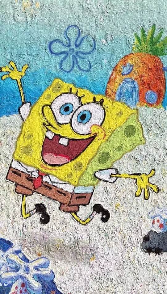 动漫人物海绵宝宝水彩画