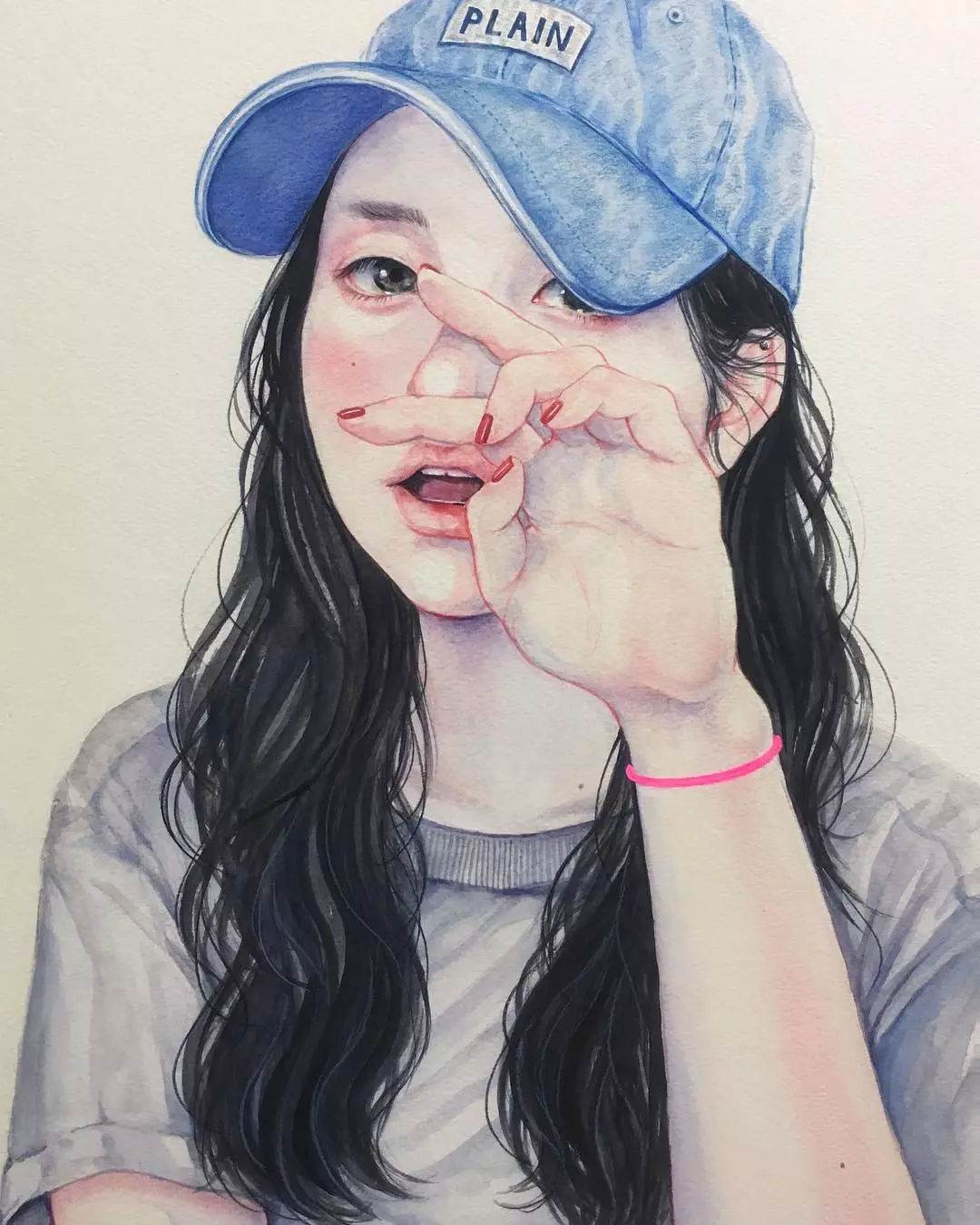八十年代人物水彩画