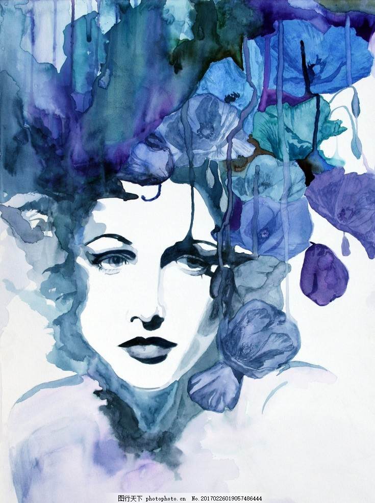 水彩画美女插画人物