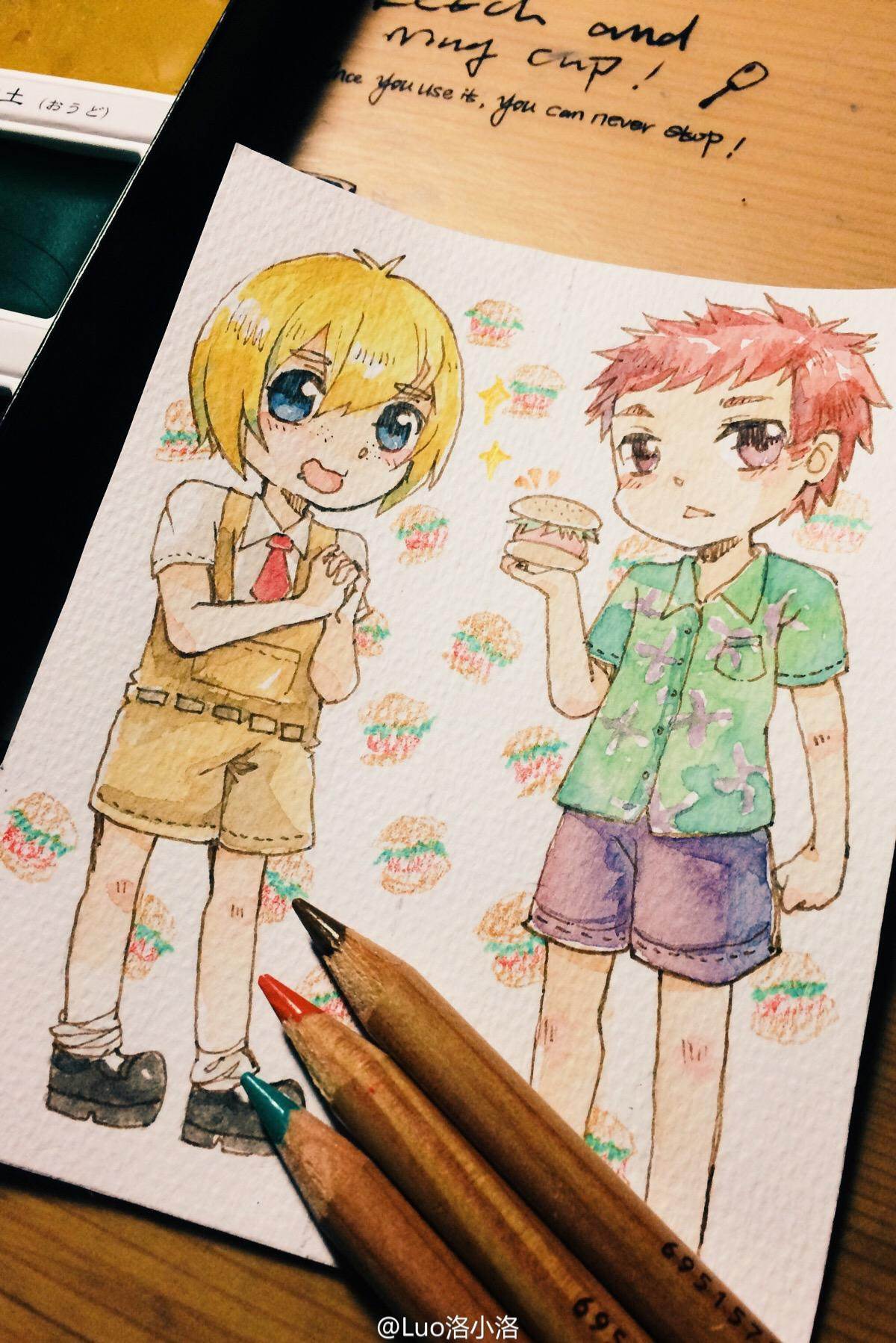 动漫人物海绵宝宝水彩画