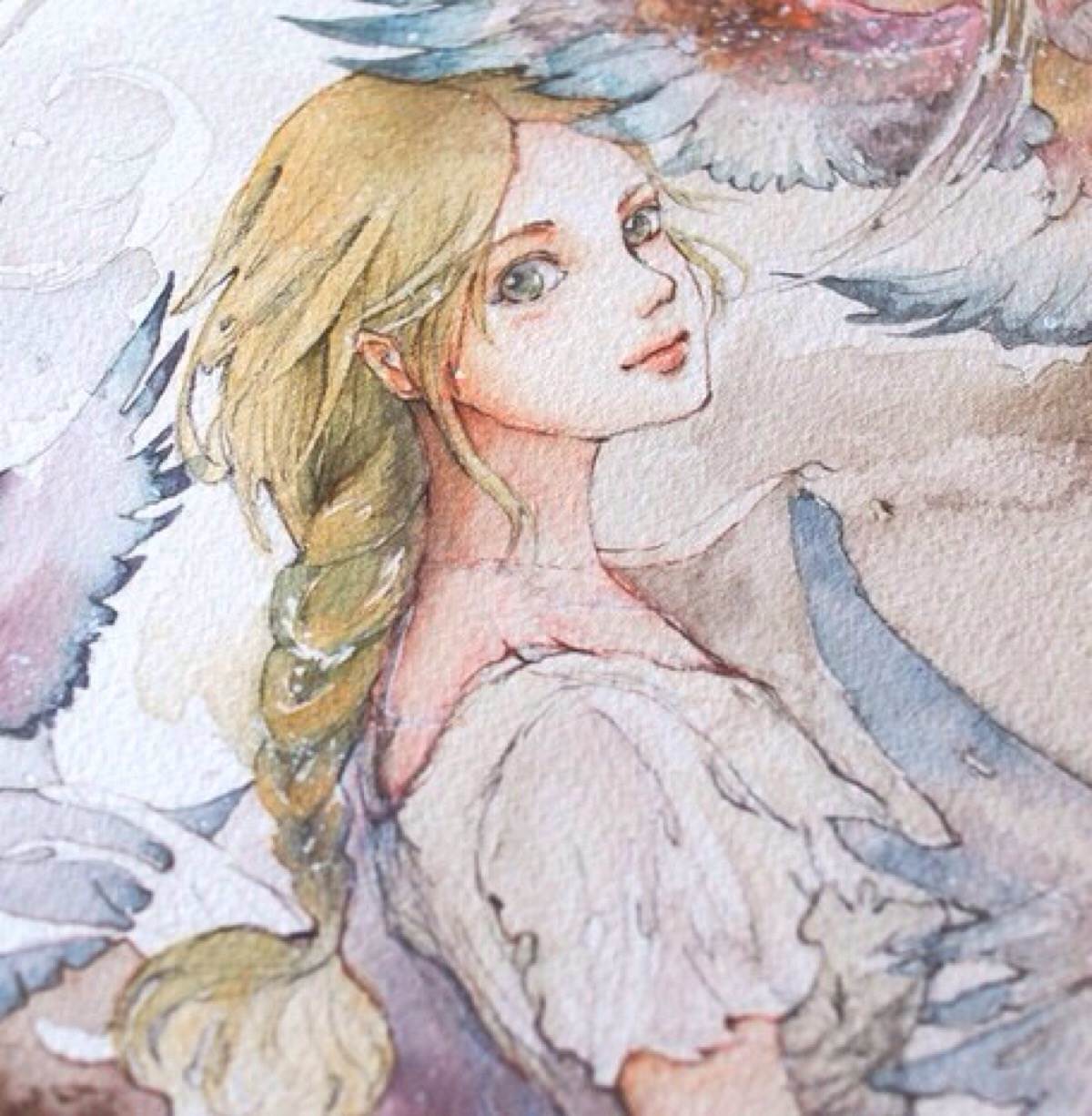 水彩画美女插画人物