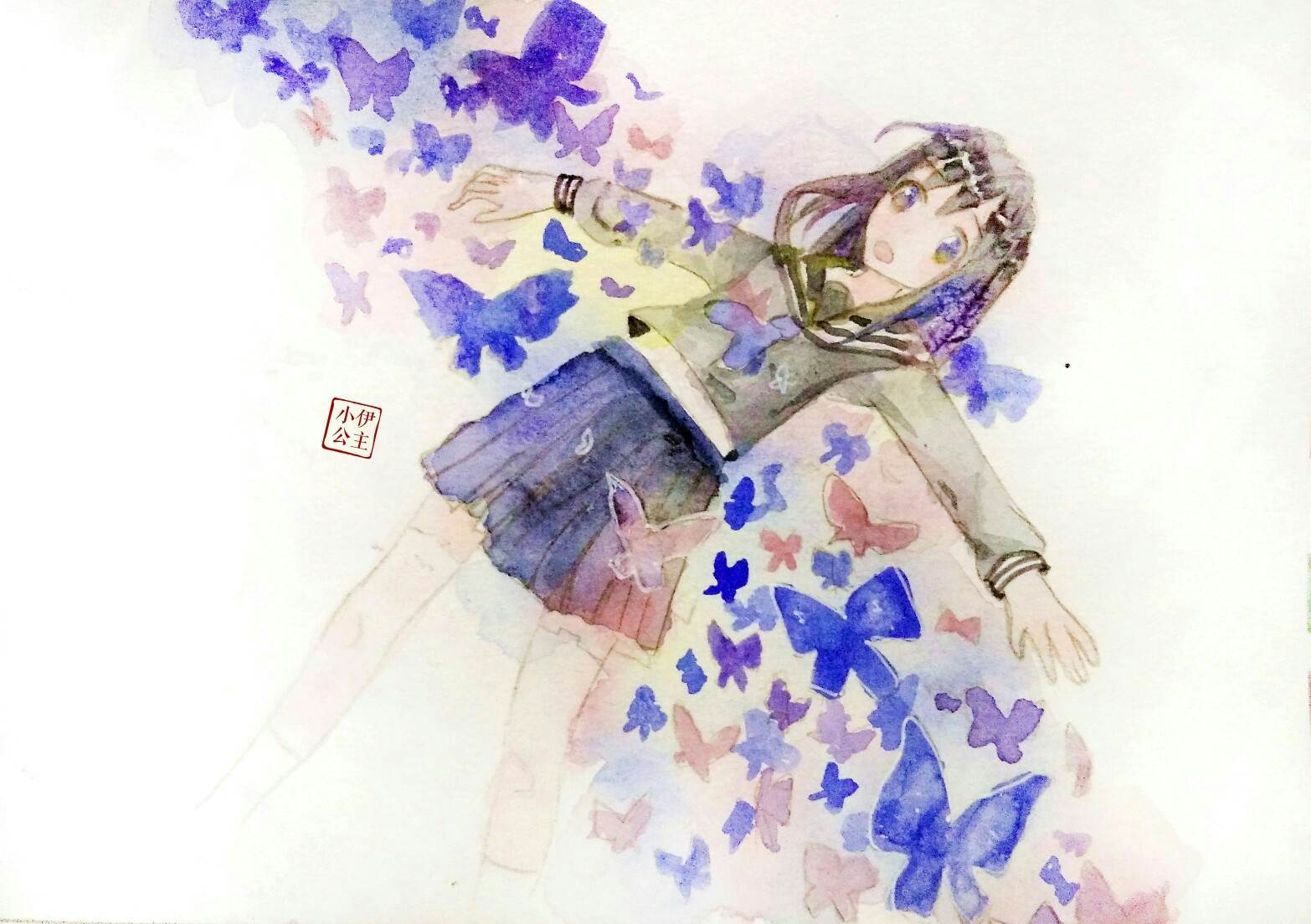 用水彩画动漫人物