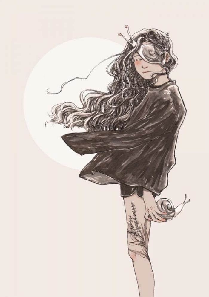 水彩画图片素描人物