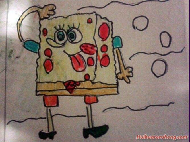 动漫人物海绵宝宝水彩画