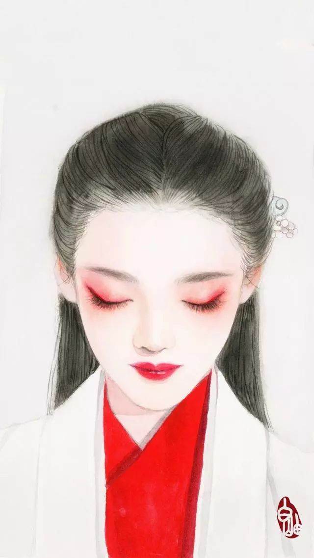 卡通人物少女水彩画