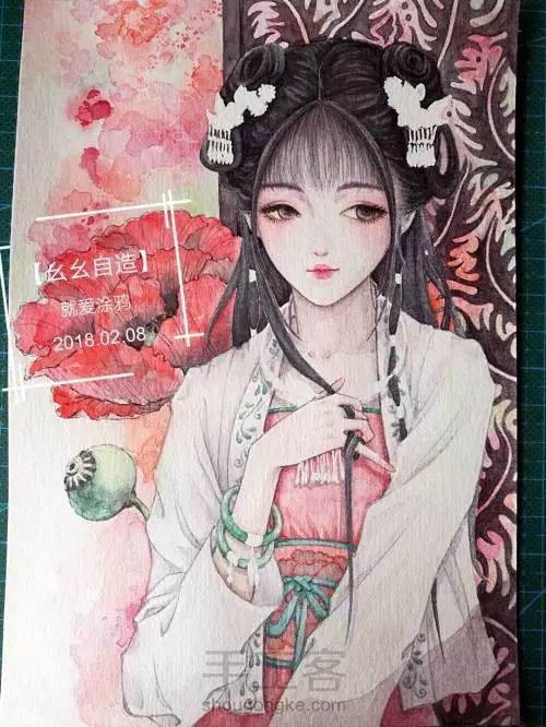 古风人物水彩画教程步骤女线稿图