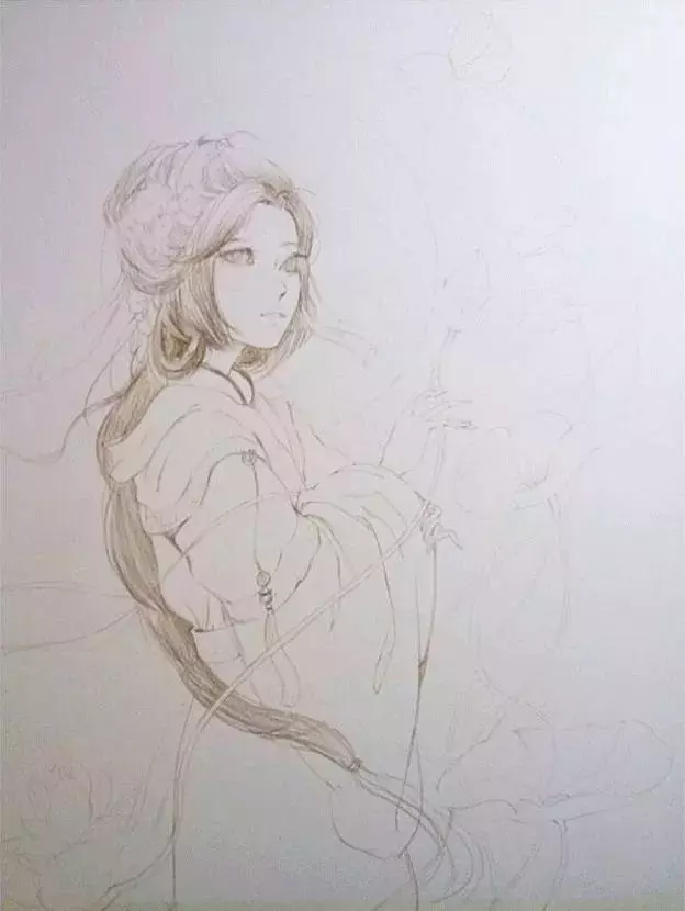 水彩画线稿教程人物简笔