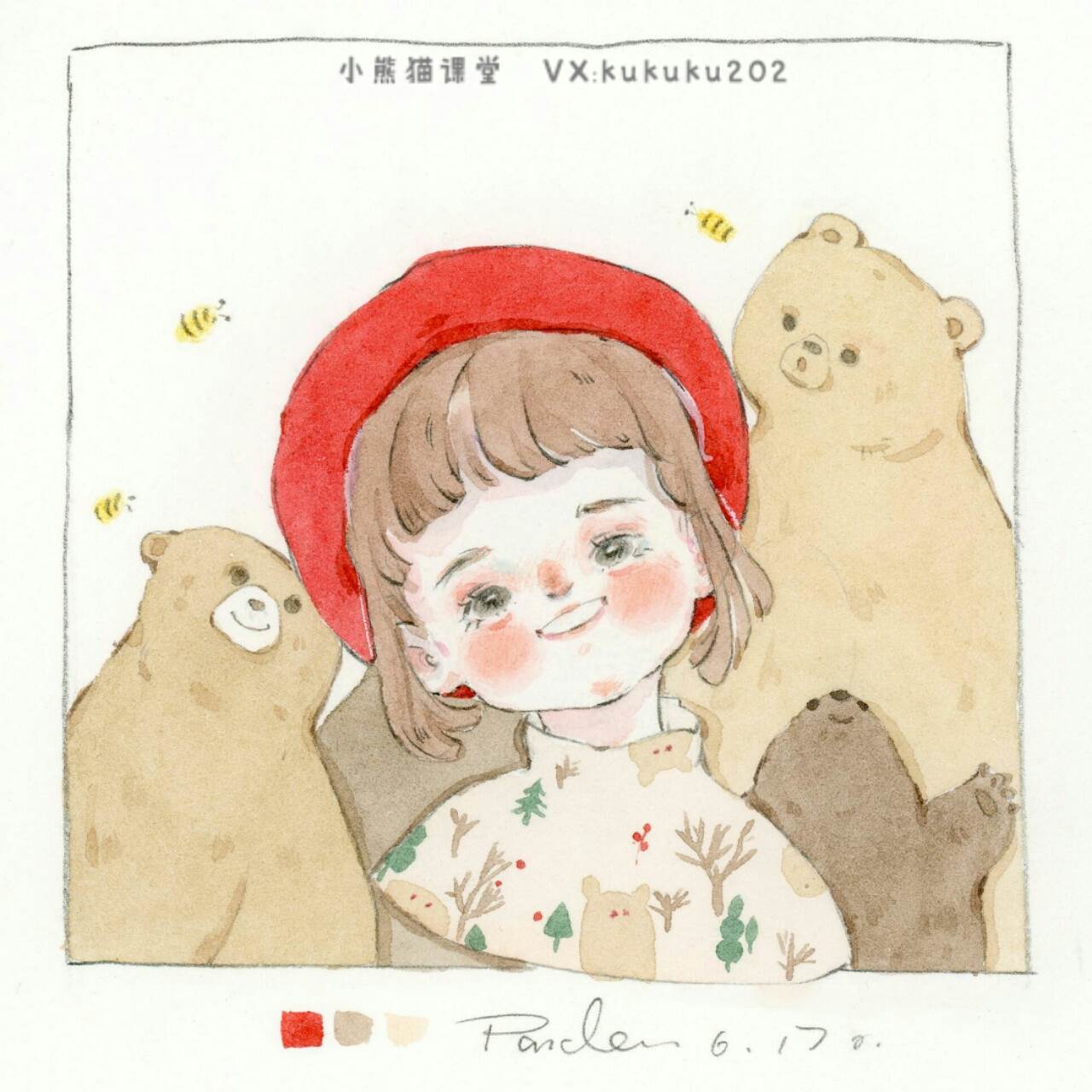 儿童卡通人物水彩画作品