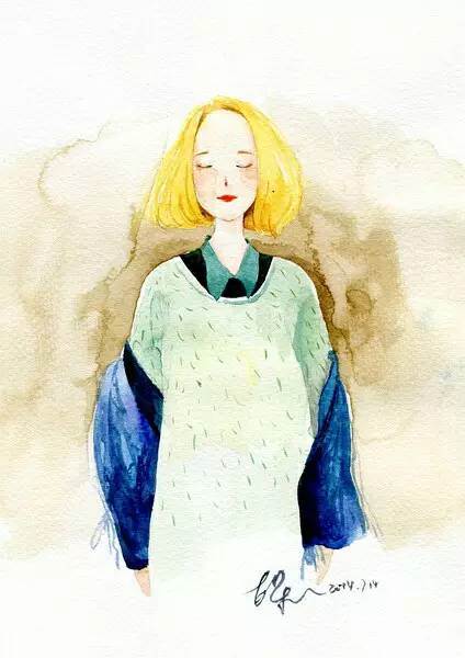 用水彩画人物女生简单的