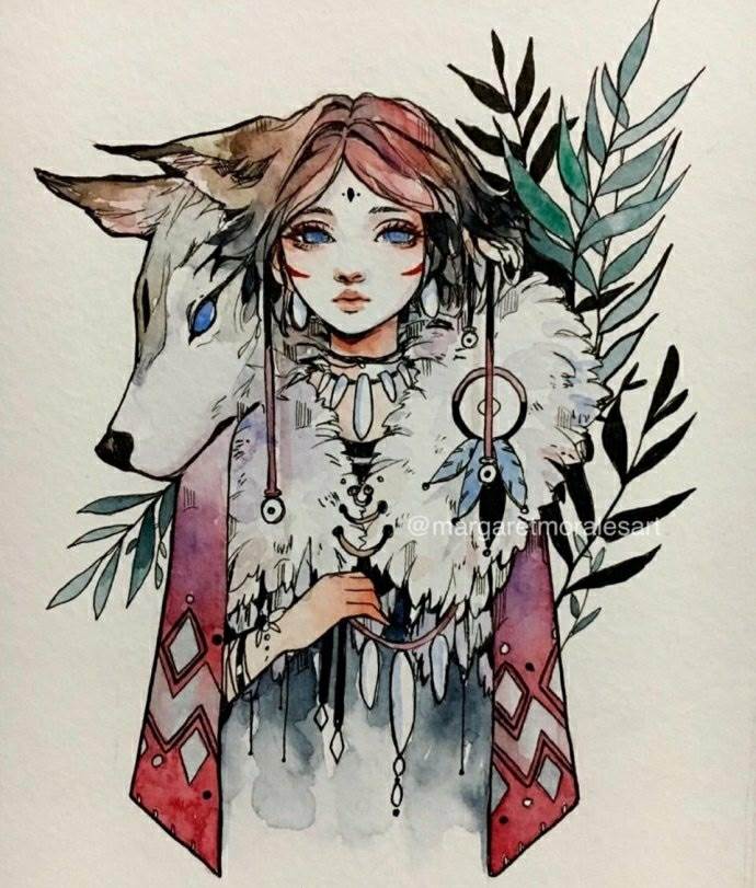 水彩画人物动漫暗黑系