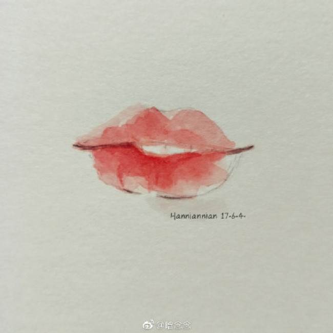 给水彩画人物换嘴唇