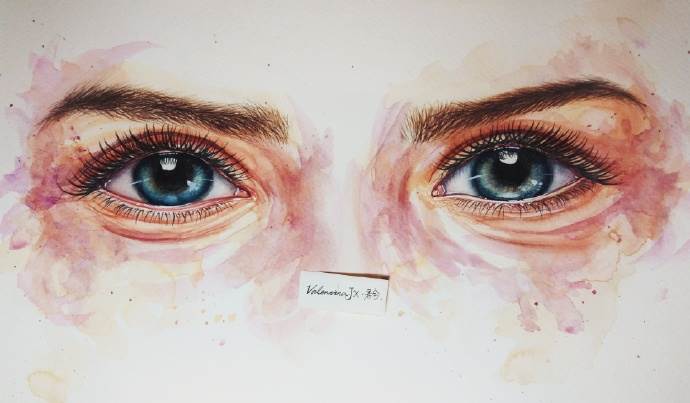 水彩画人物眼睛