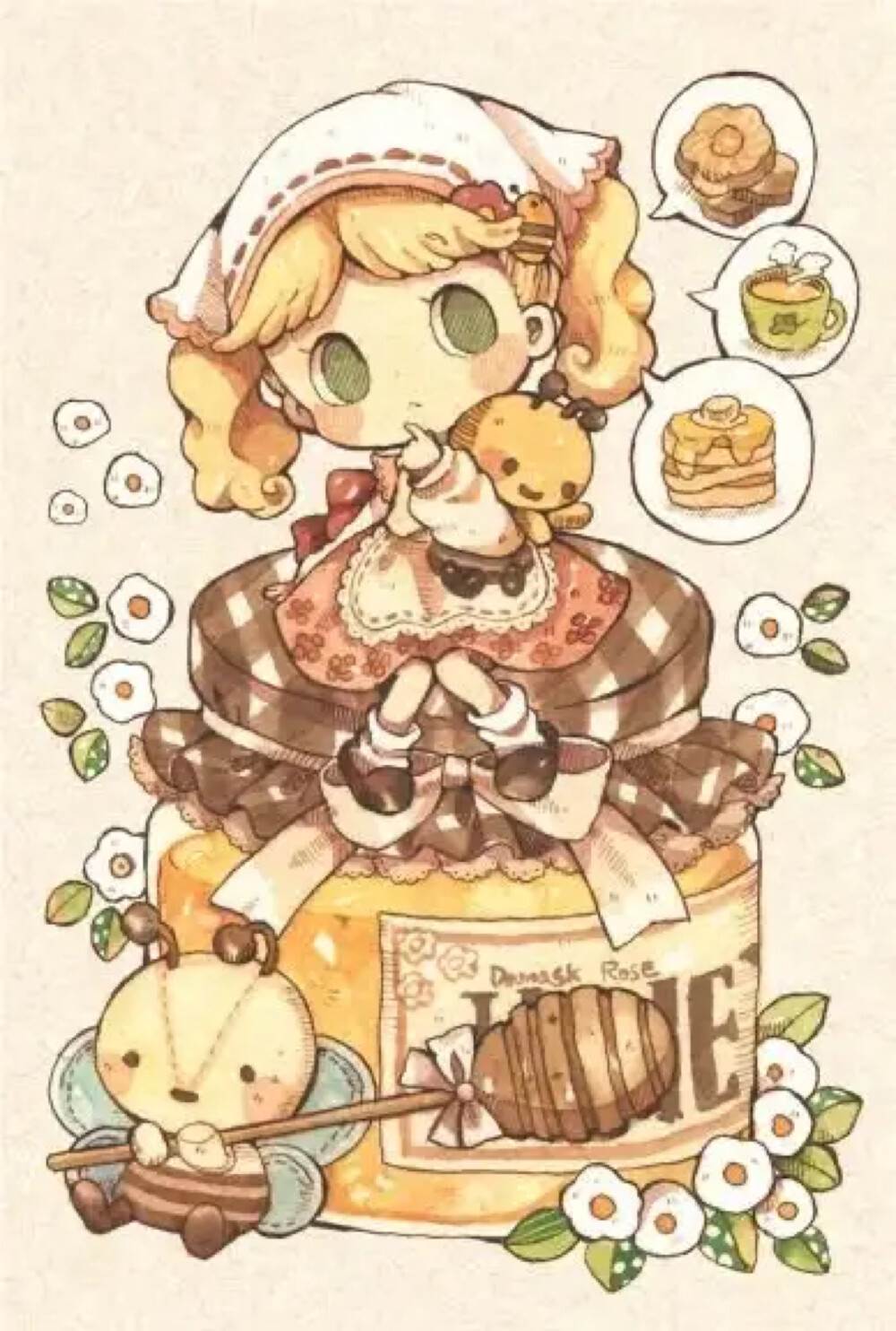 固体水彩画q版动漫人物