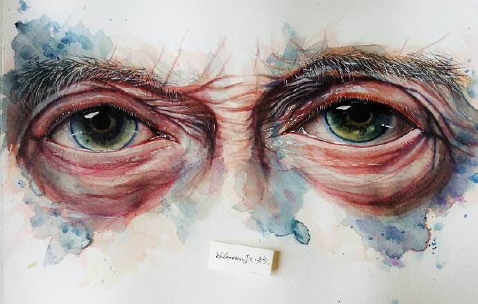 水彩画人物眼睛