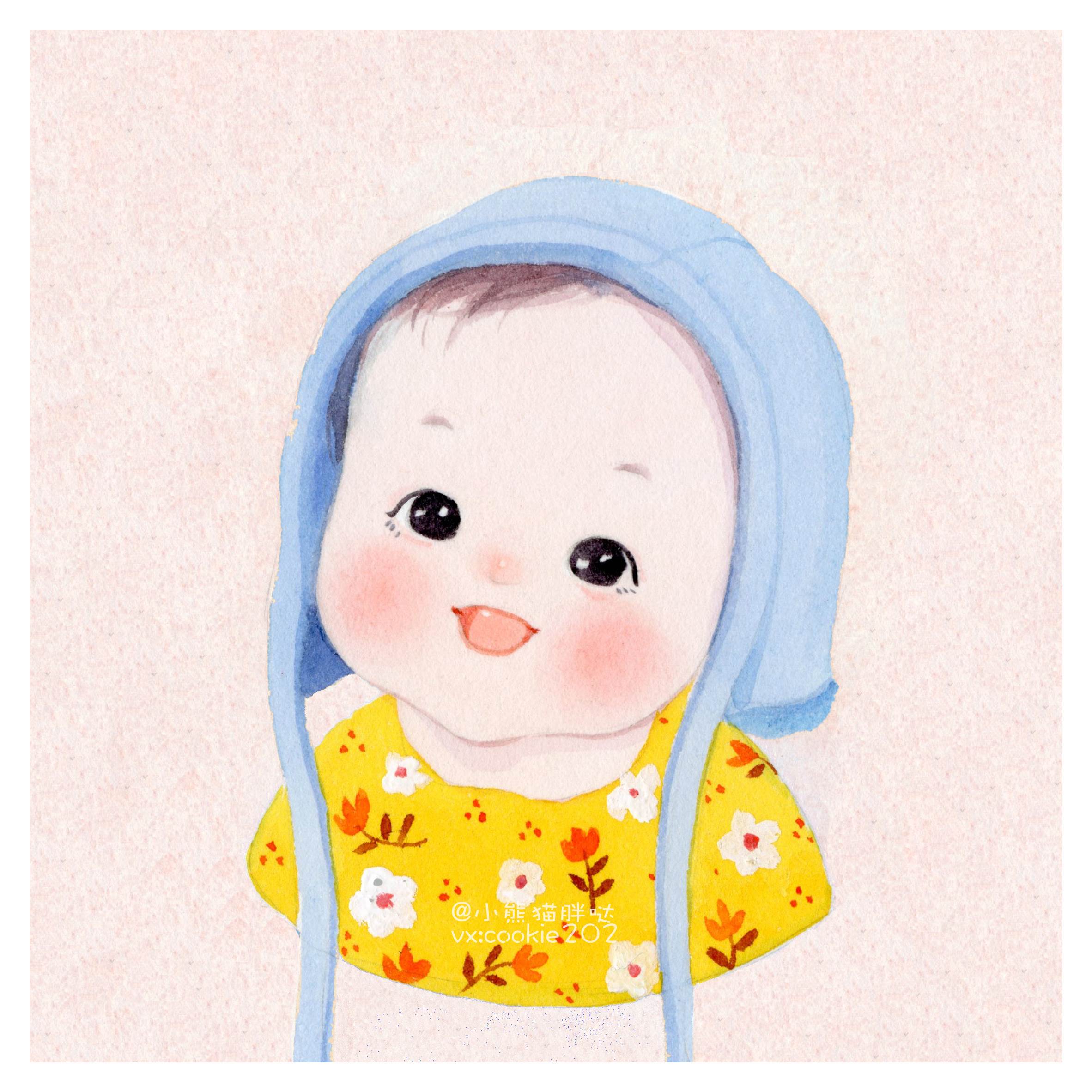 水彩画人物头像小孩