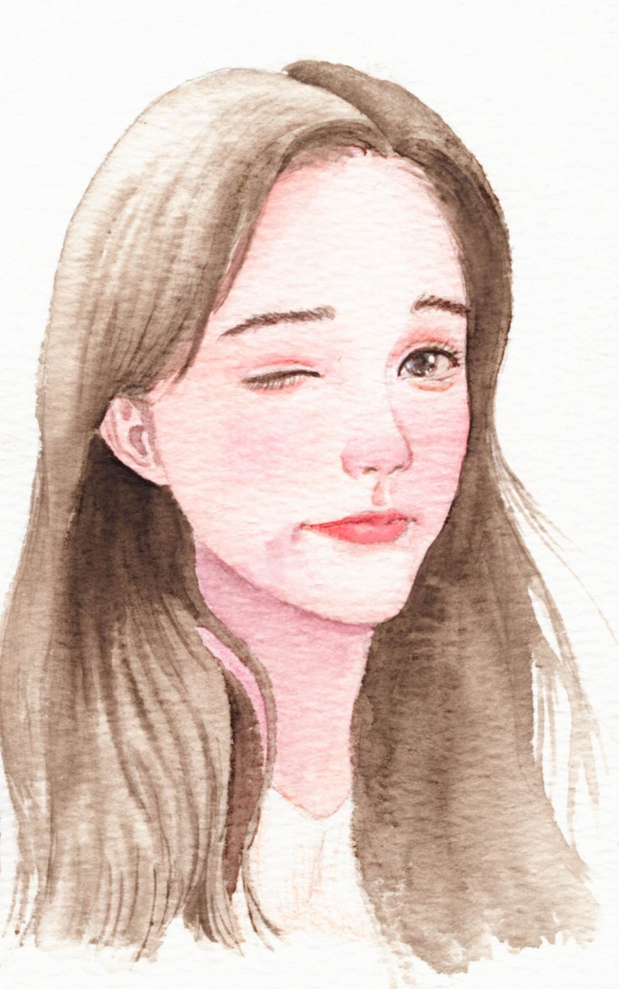 用水彩画人物女生简单的