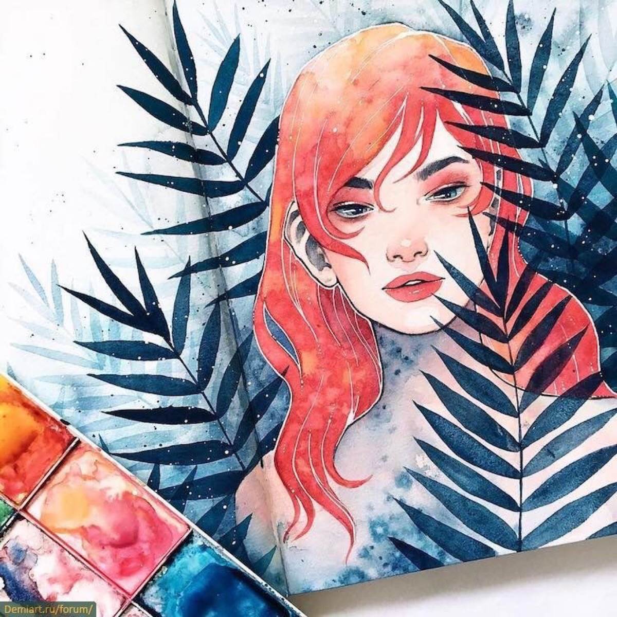 水彩画人物插画