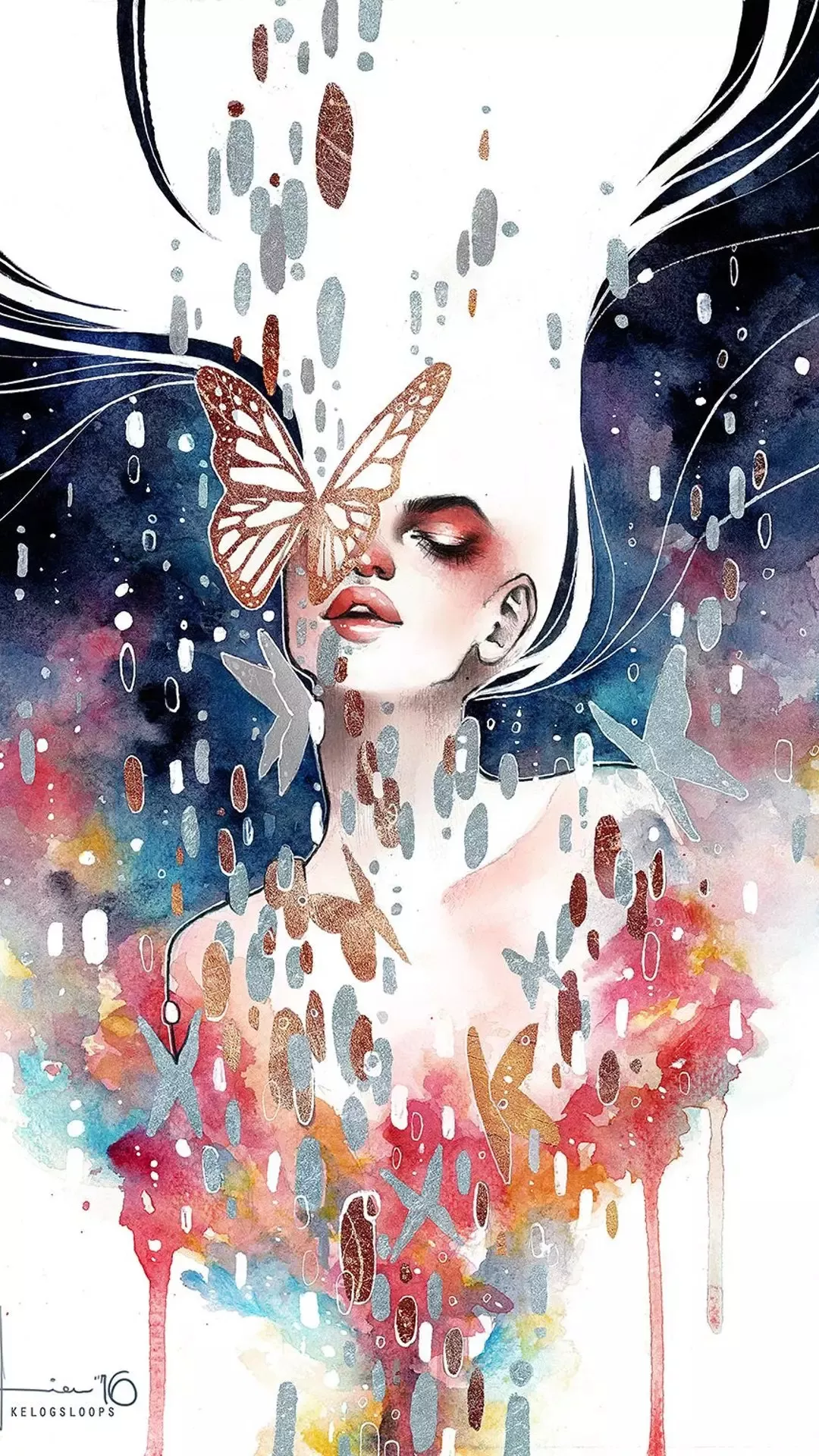水彩画人物动漫暗黑系