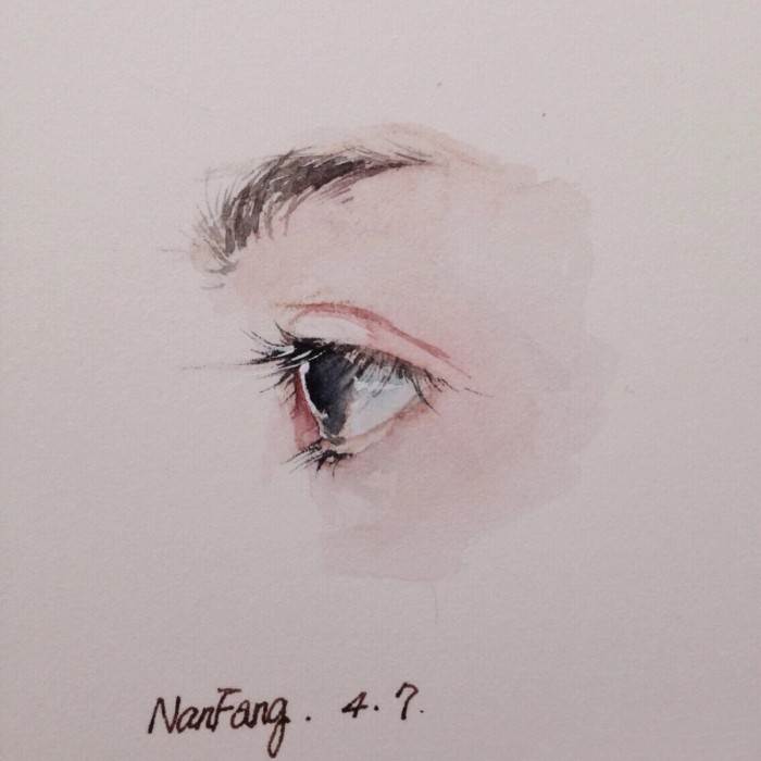 水彩画人物眼睛