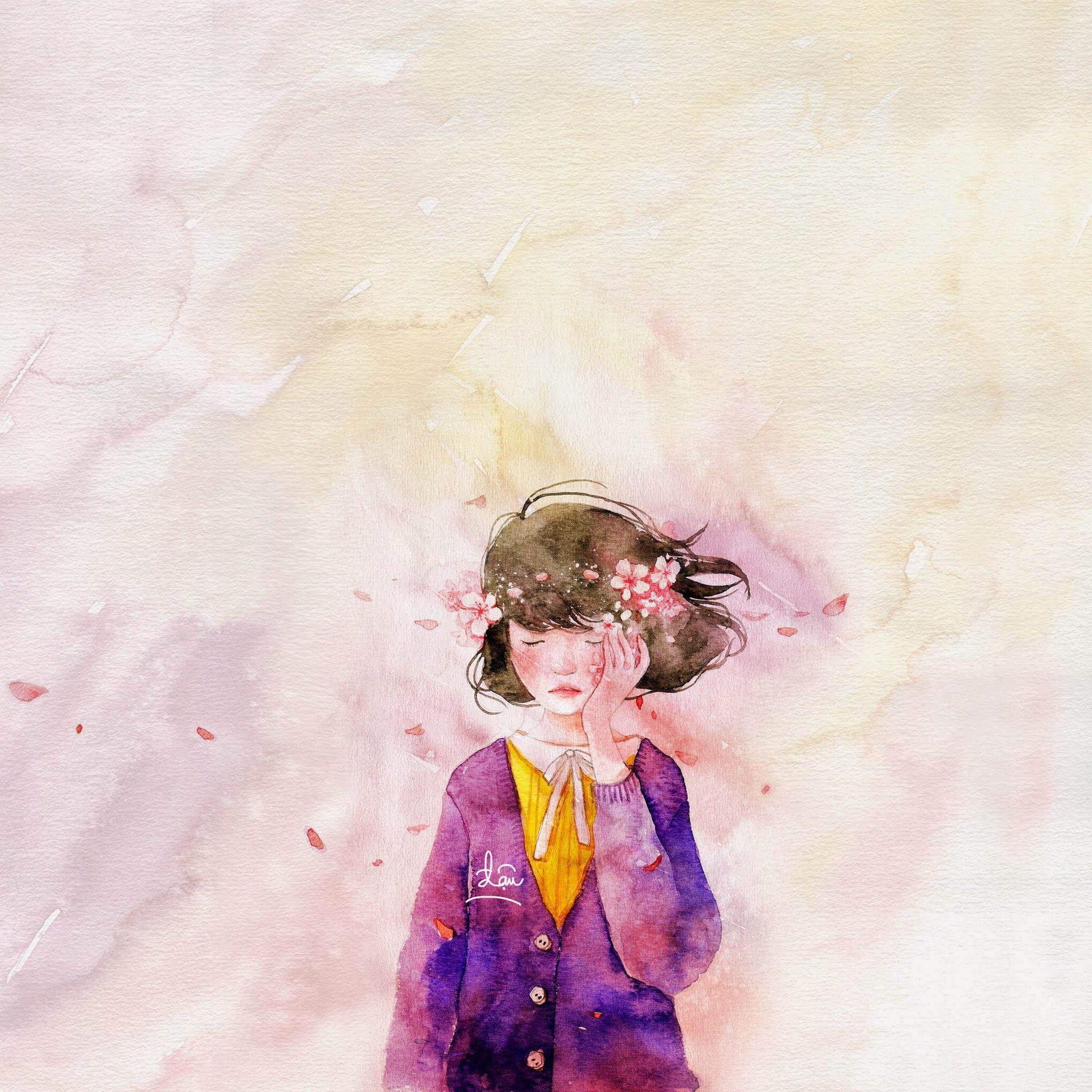 水彩画的彩色卡通人物