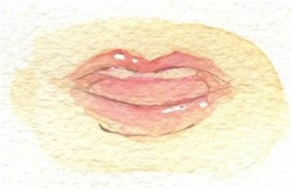 给水彩画人物换嘴唇