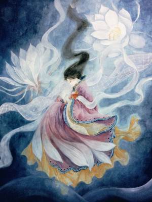 水彩画人物女孩古风图片