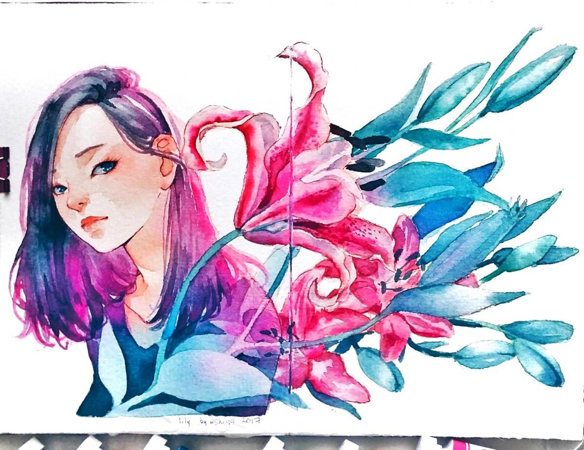 水彩画人物插画