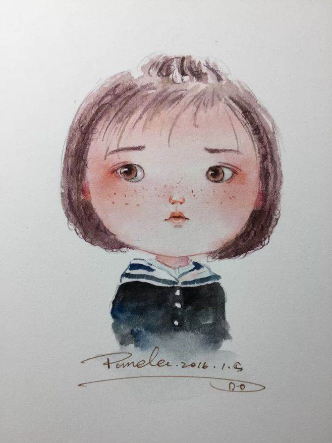 儿童卡通人物水彩画作品