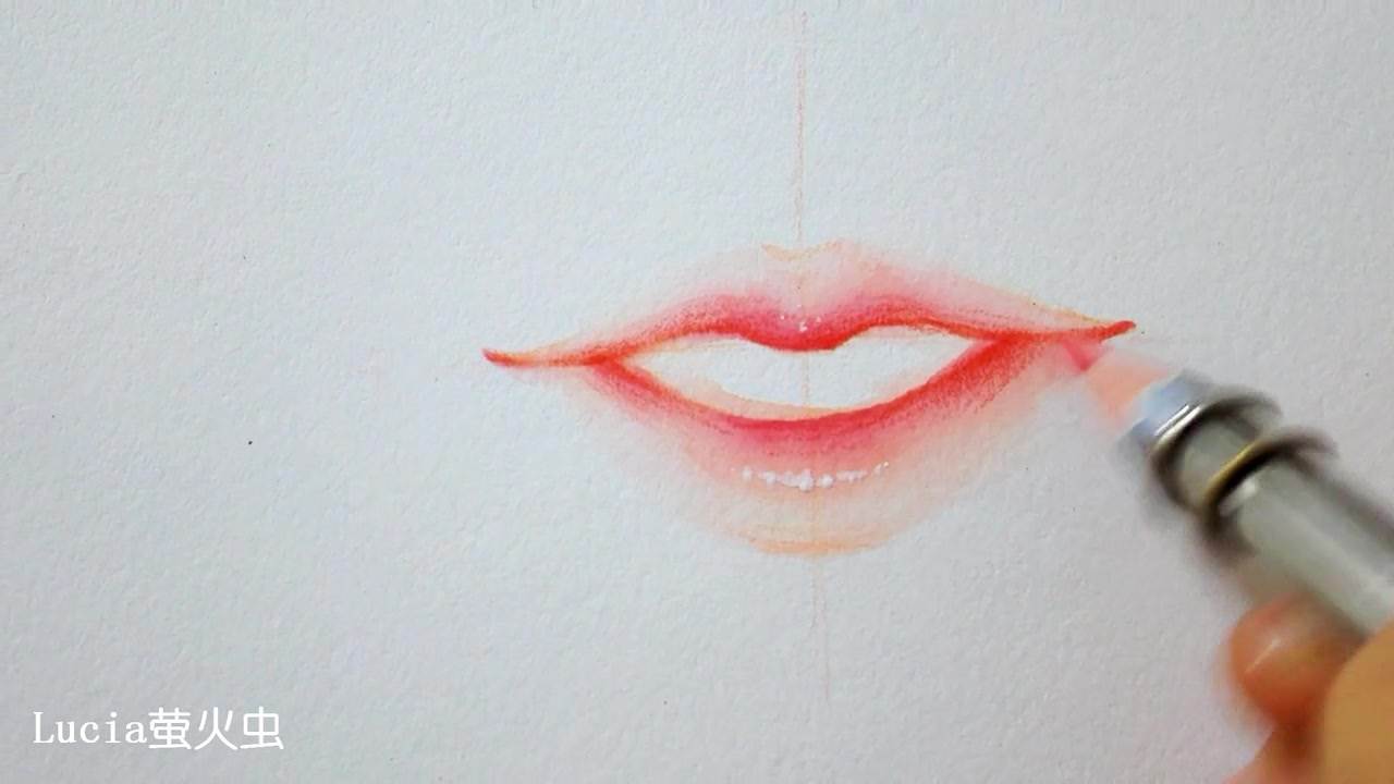 给水彩画人物换嘴唇