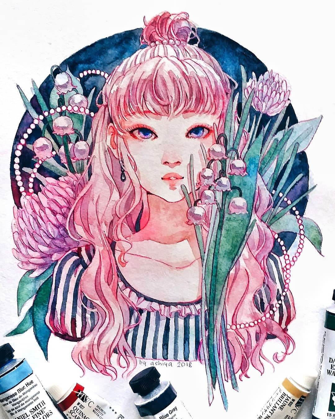 水彩画人物插画