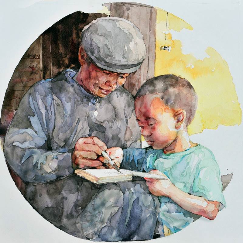 朱志国水彩画人物