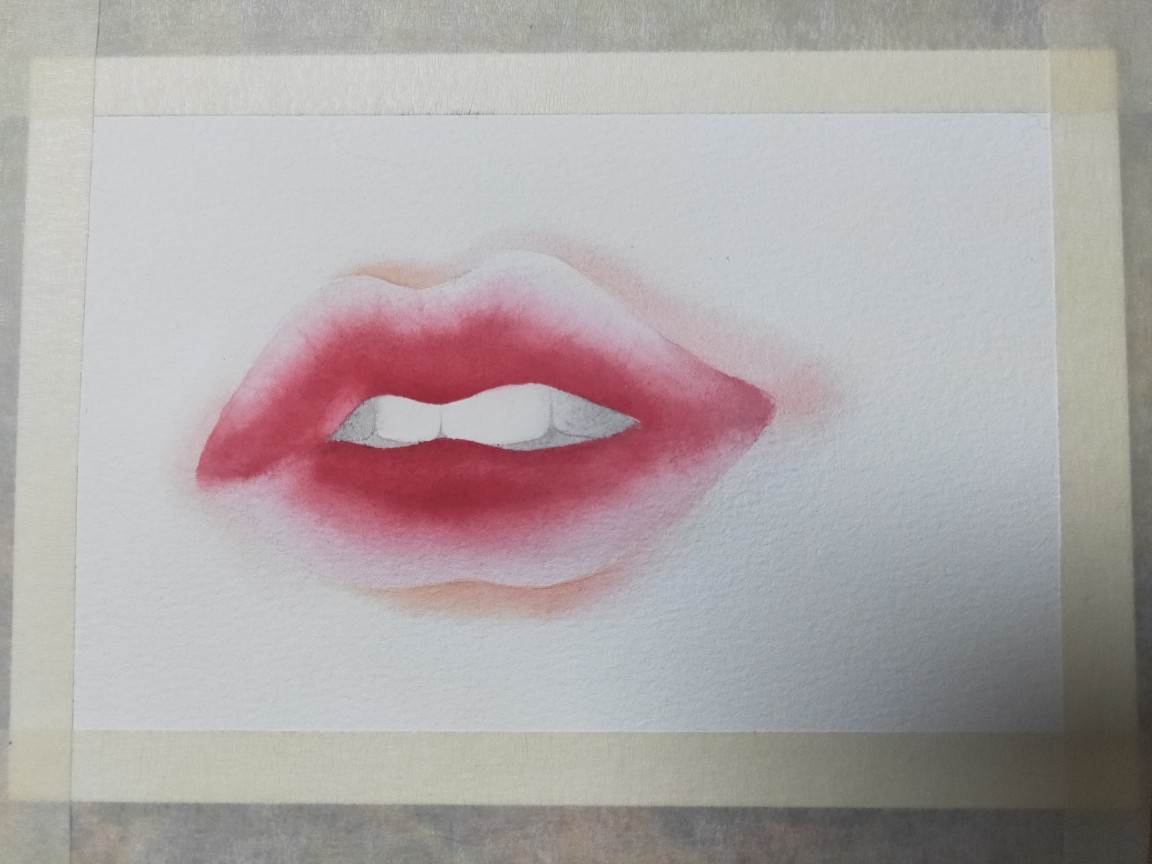 给水彩画人物换嘴唇