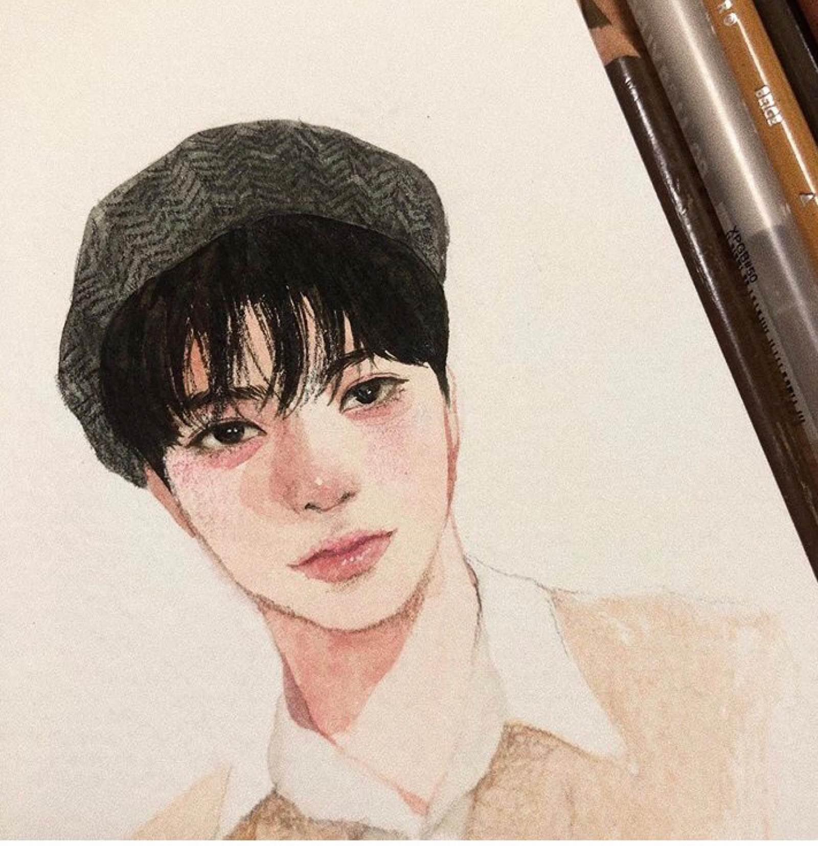 人物水彩画简单的周杰伦