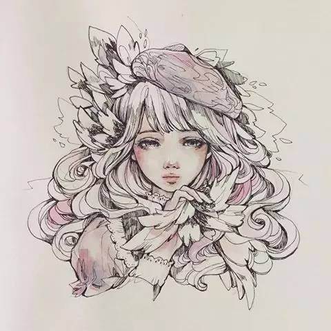 水彩画初学者线稿人物