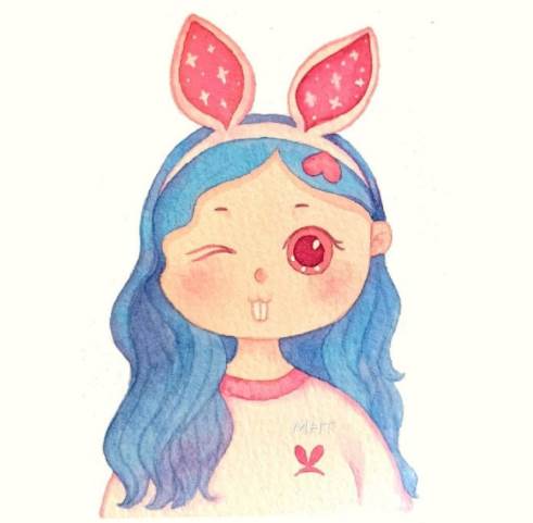 儿童卡通人物水彩画作品