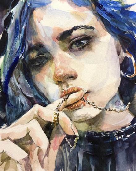 表现人物内心孤独的水彩画