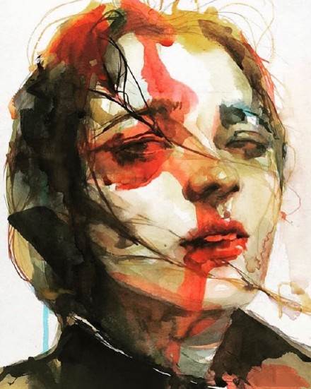 表现人物内心孤独的水彩画