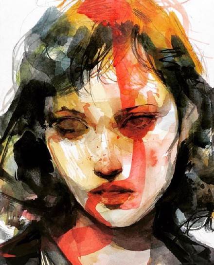 表现人物内心孤独的水彩画