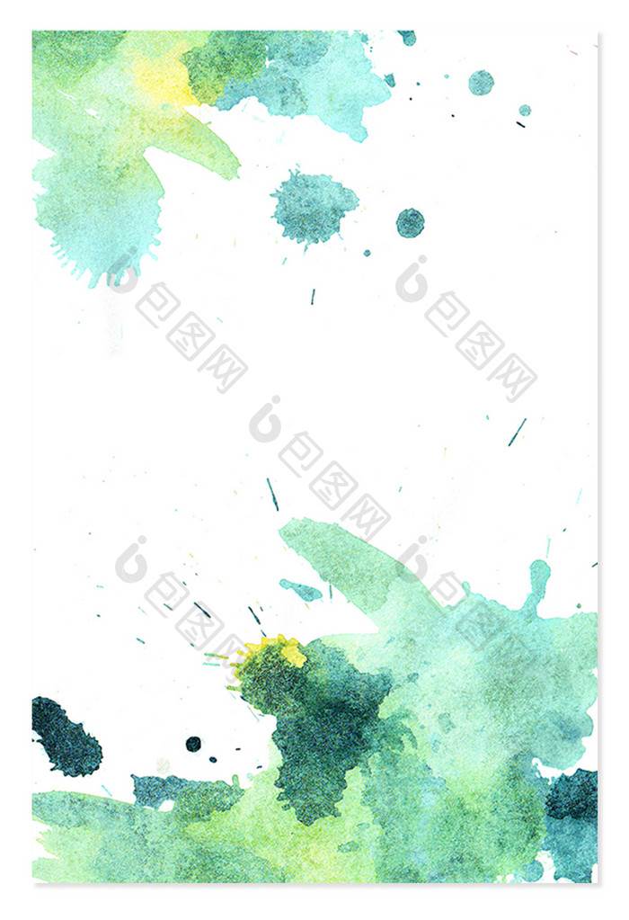 绿色背景的水彩画人物