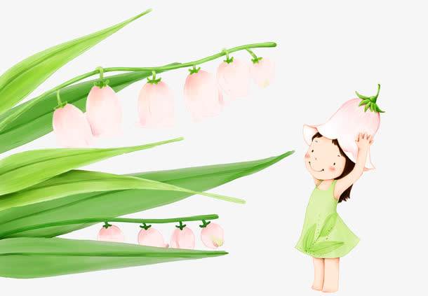 绿色背景的水彩画人物