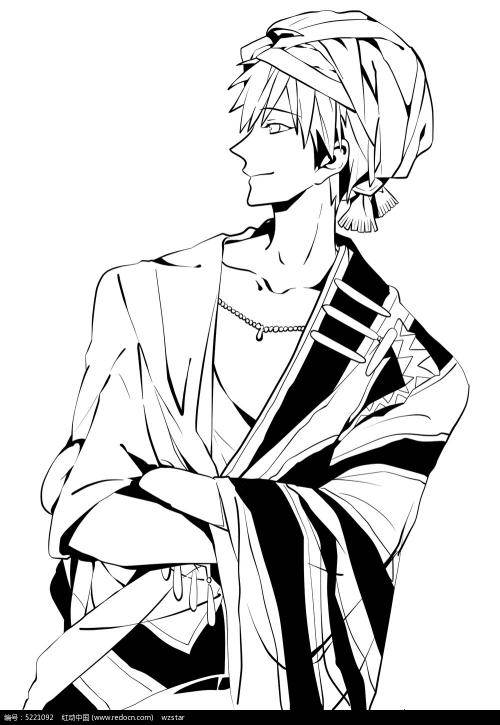 水彩画教学动漫男人物