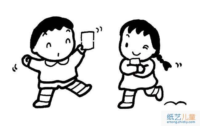 玩游戏简笔画